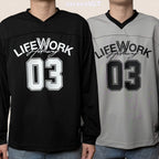 Life Work Korea Mesh block V-neck Jersey Tee