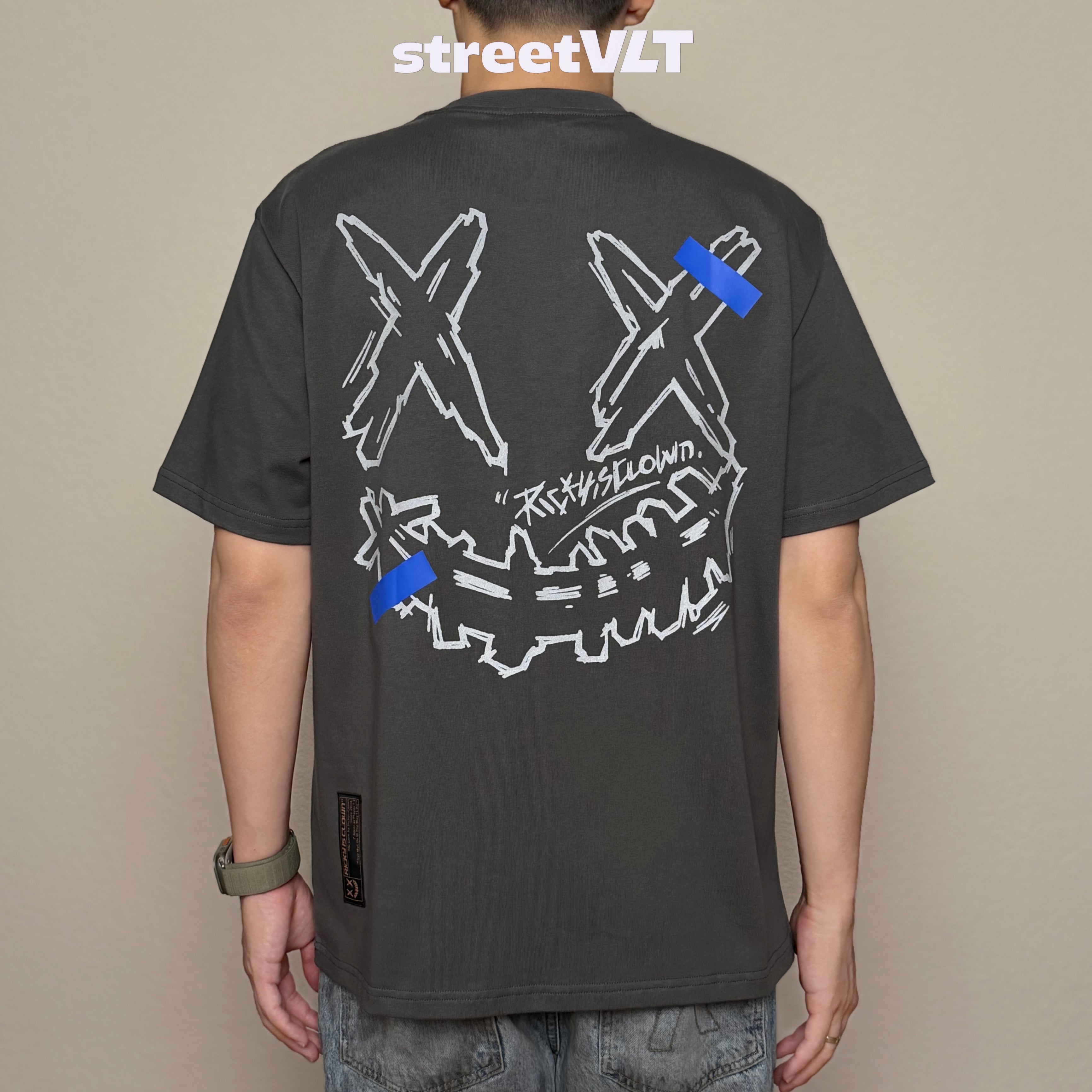Ricky is Clown Photo Sticker Reflective Charcoal Grey Tee
