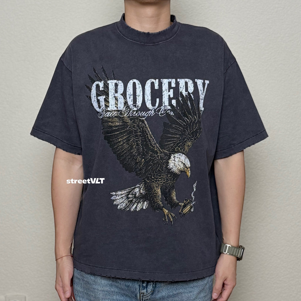 Gro Grocery Vintage Eagle Graphic Washed Boxy Tee