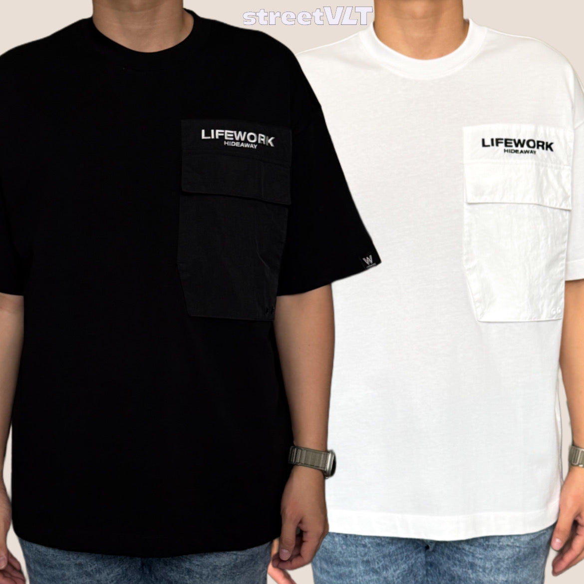 Life Work Korea Woven Pocket Embroidered Tee