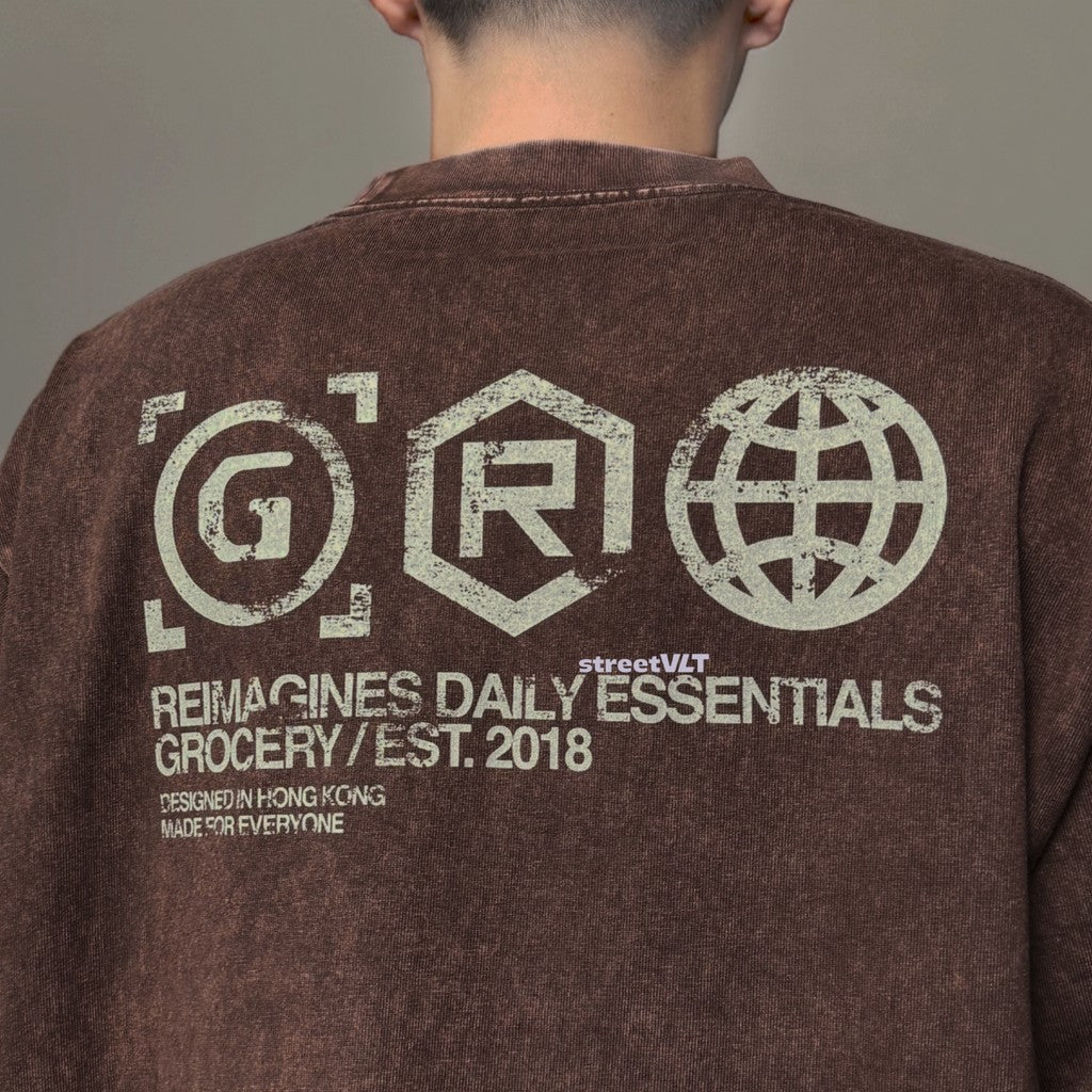 Gro Grocery Daily Essentials Washed Graphic Boxy Tee