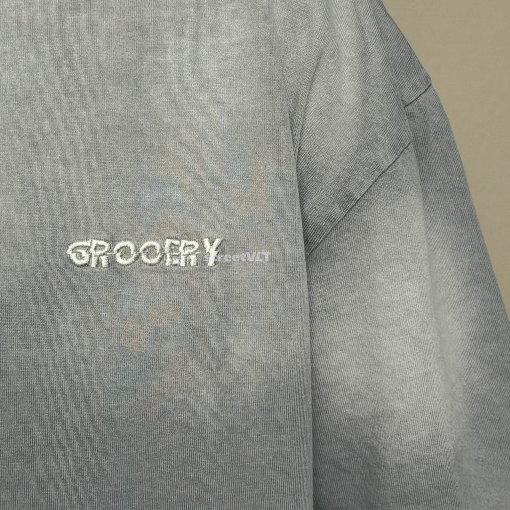 Gro Grocery Dirty Washed Painted Slogan Tee