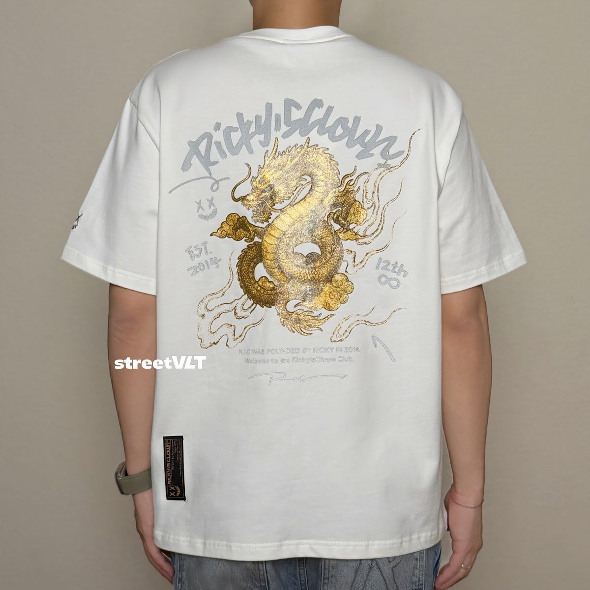 RIC Ricky is Clown Gold Powder Dragon Embroidered Tee