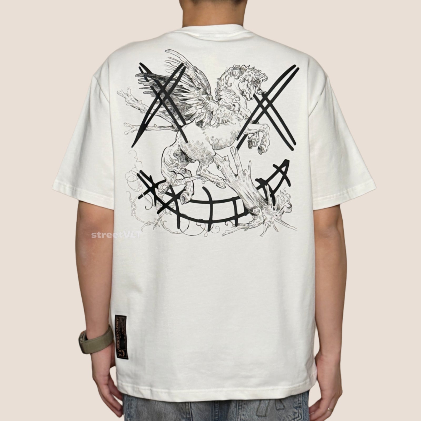 Ricky Is Clown Pegasus Gold Horse White Tee