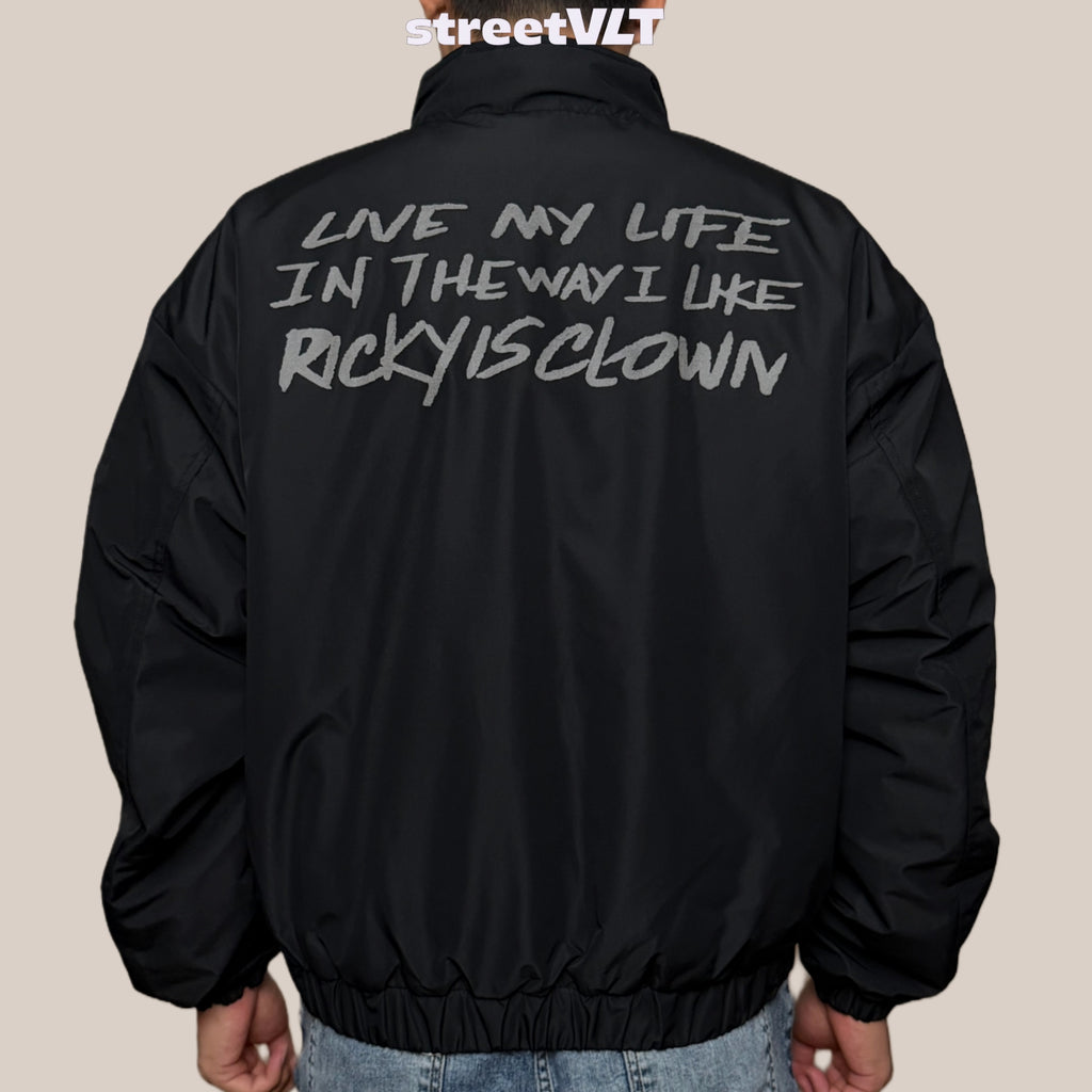 Ricky is Clown Vinyl Record Quilted Boxy Varsity Jacket