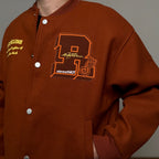 Ricky is Clown Swirl Bunny Wool Caramel Red Varsity Jacket