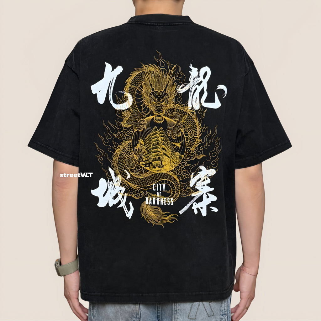 Gro Grocery City of Darkness Golden Dragon Washed Graphic Boxy Tee