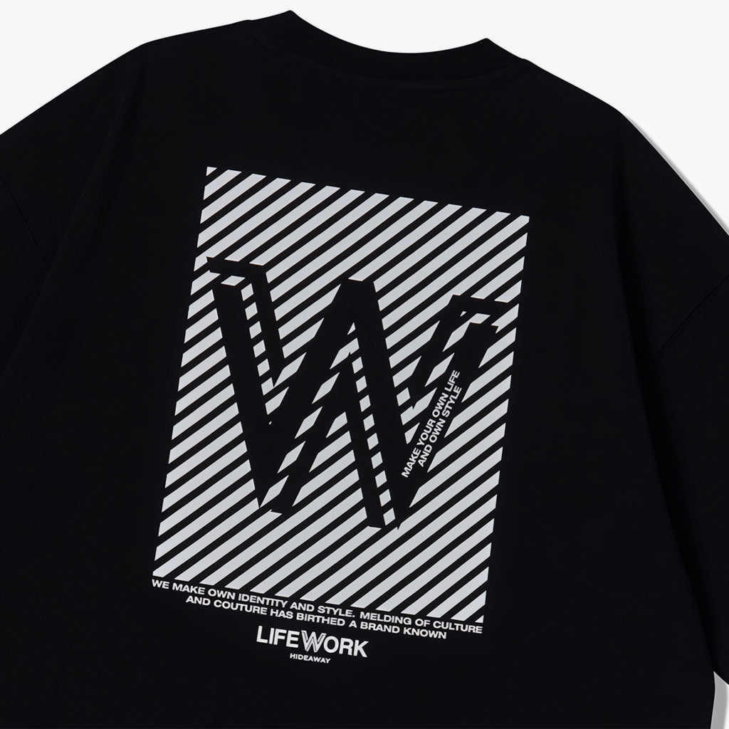 Life Work Korea W Stripe Logo Tee