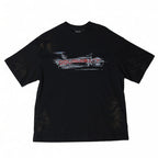 Doubleback Car Paint Scratch Oversized Black Tee