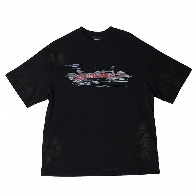 Doubleback Car Paint Scratch Oversized Black Tee