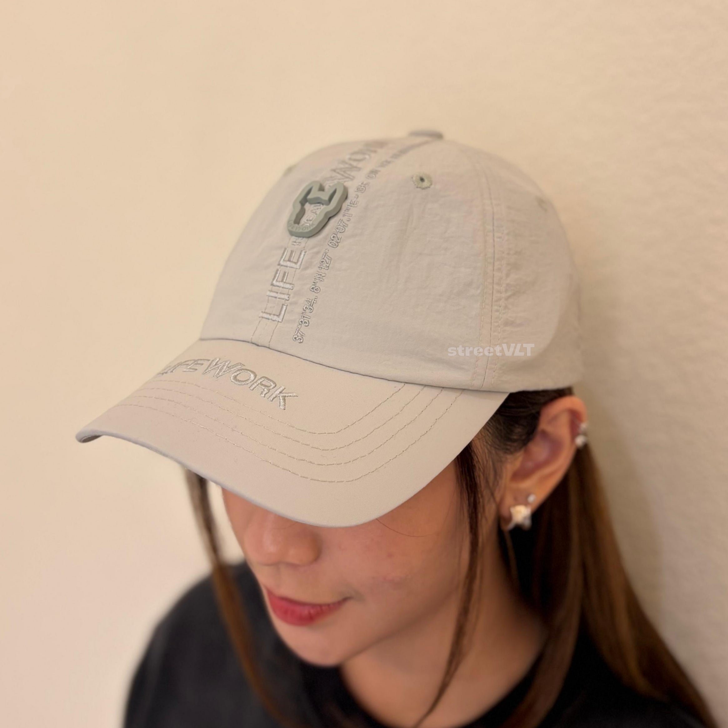 Life Work Korea Metal Washer Embroidered Light Grey Cap