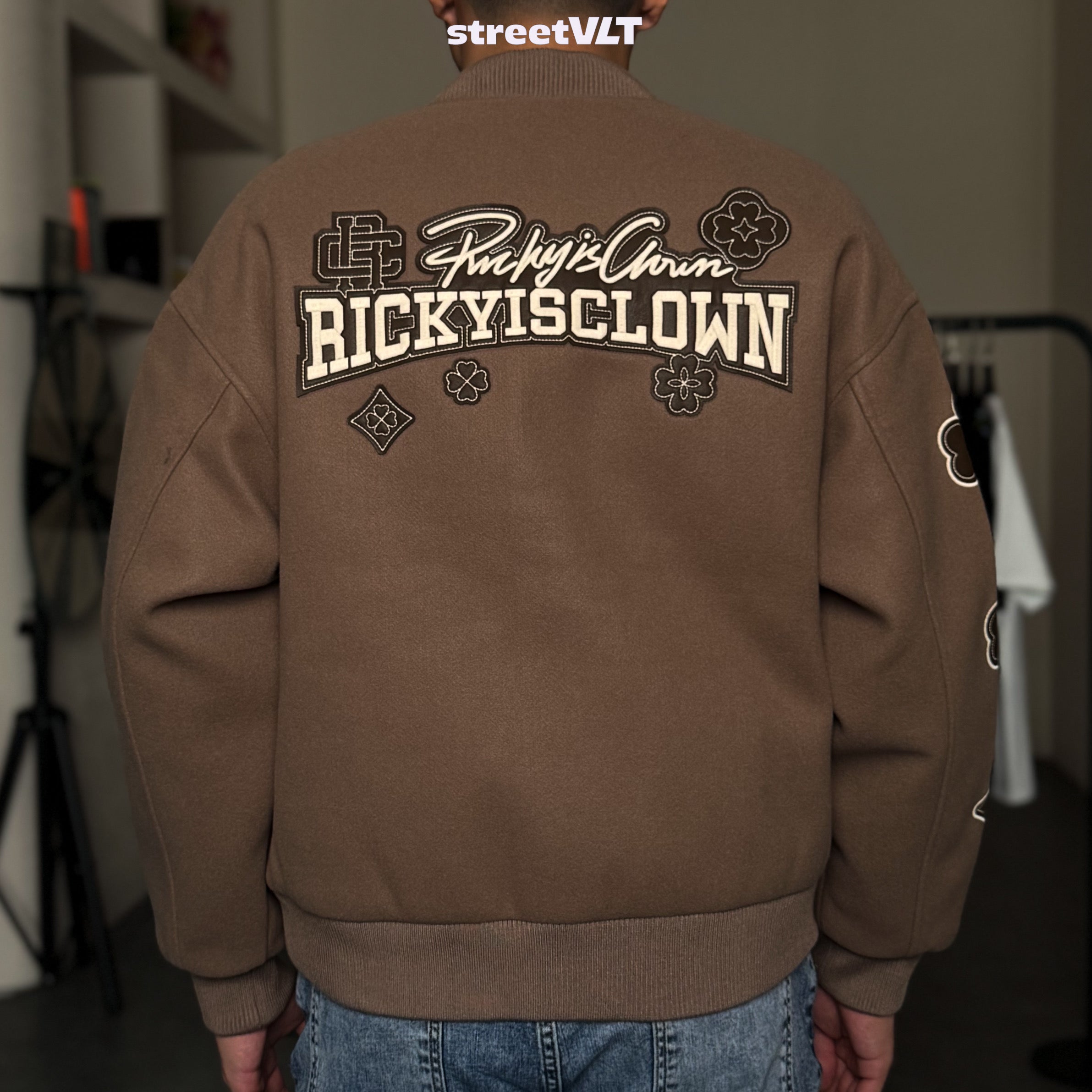 Ricky is Clown Leaf Clover Baseball Jacket