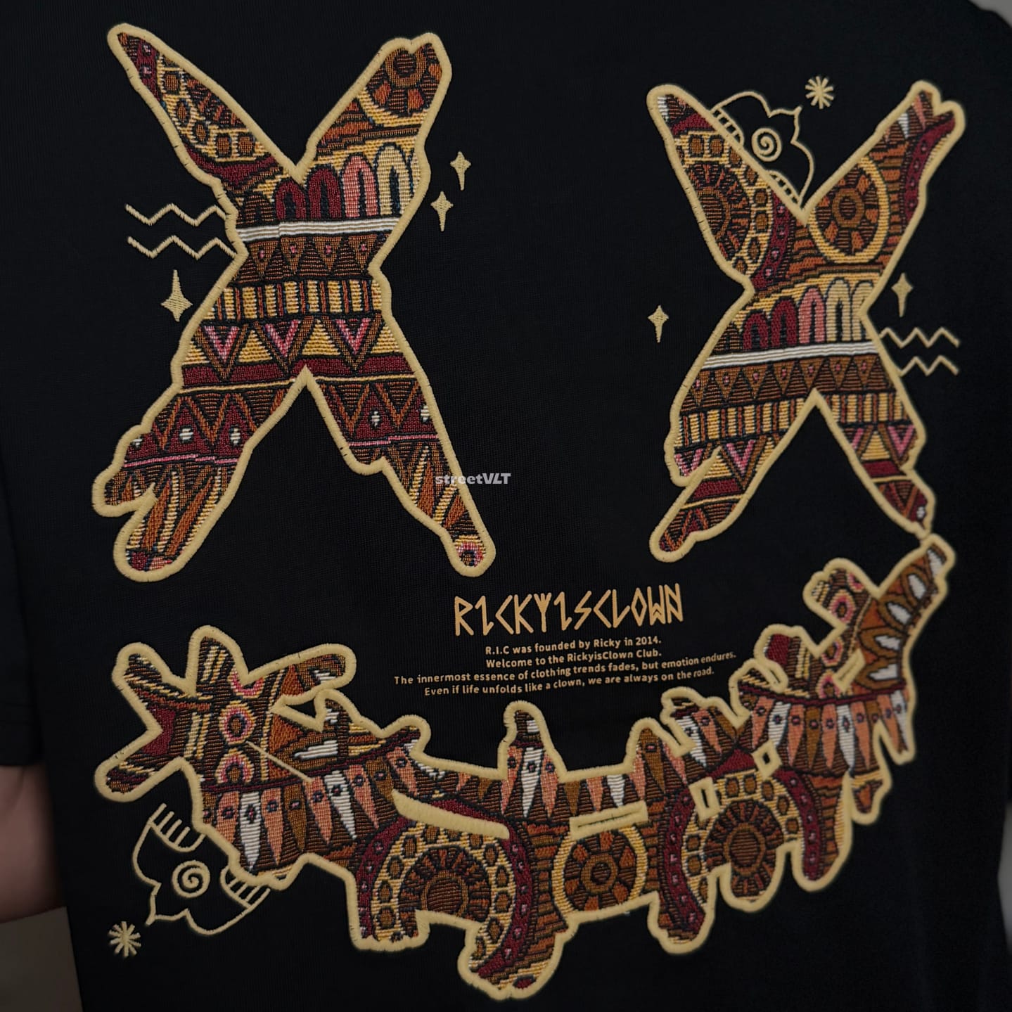 Ricky is Clown Sun Tribe Embroidered Applique Tee