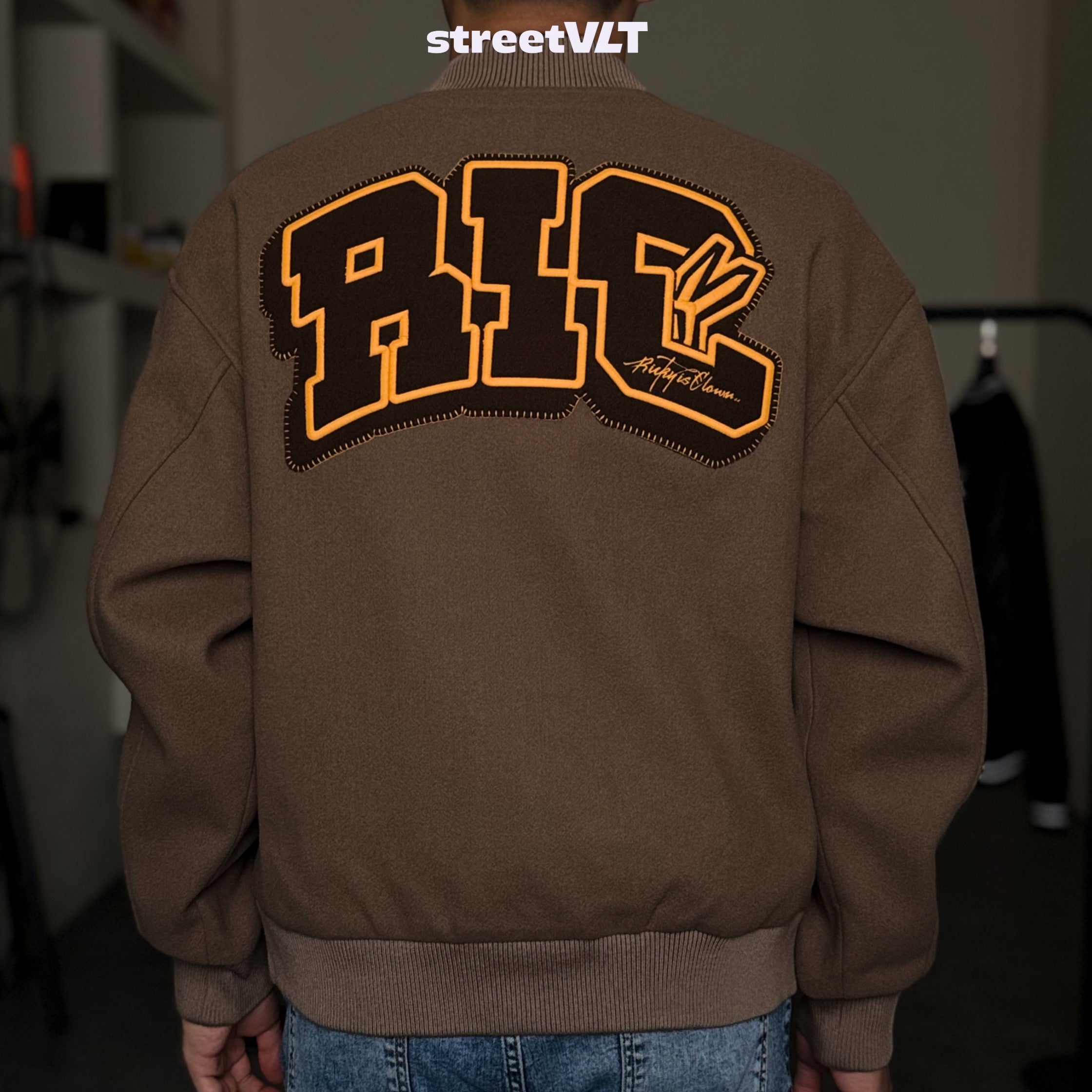 Ricky is Clown Swirl Bunny Wool Varsity Jacket