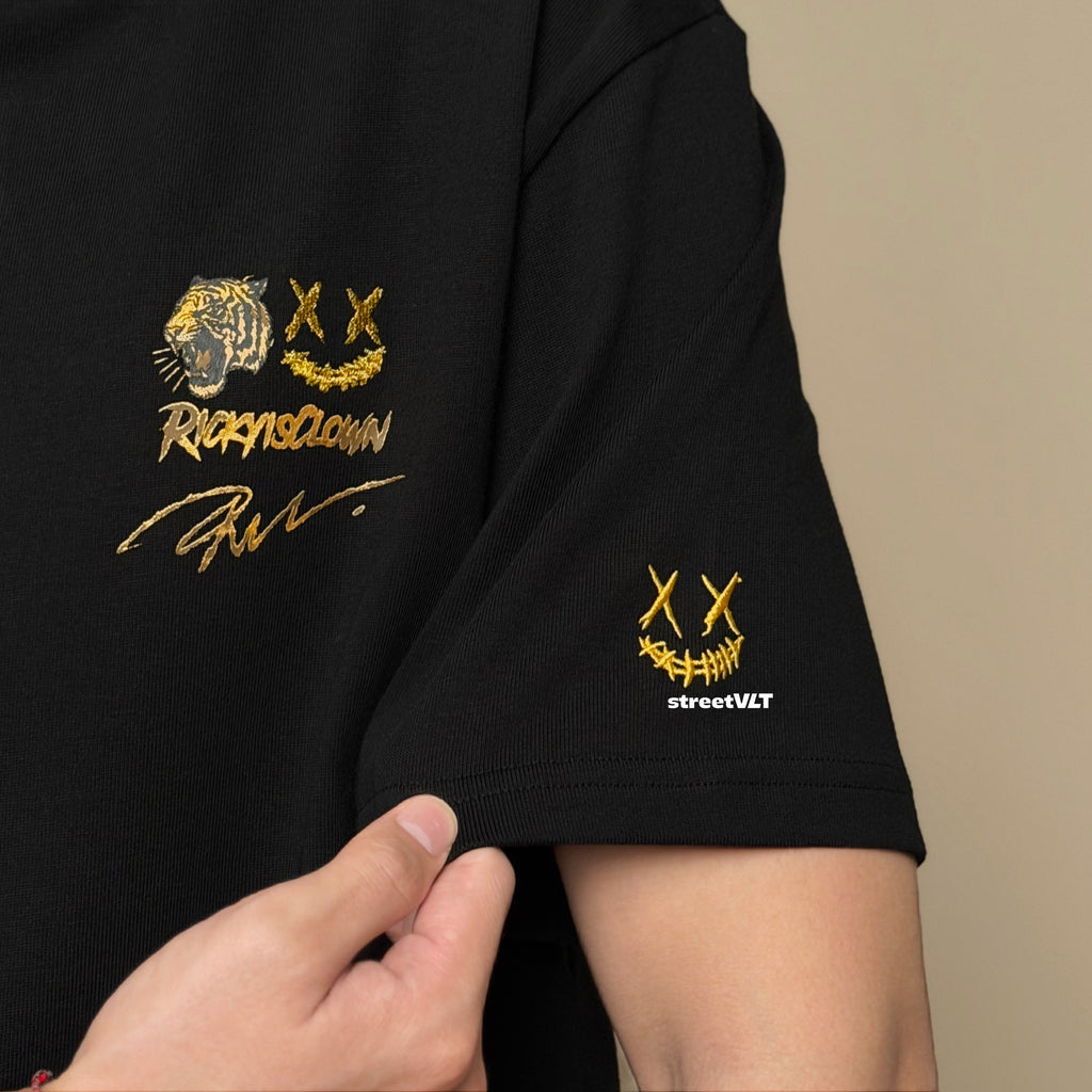 Ricky is Clown Golden Tiger Roar Embroidered Tee