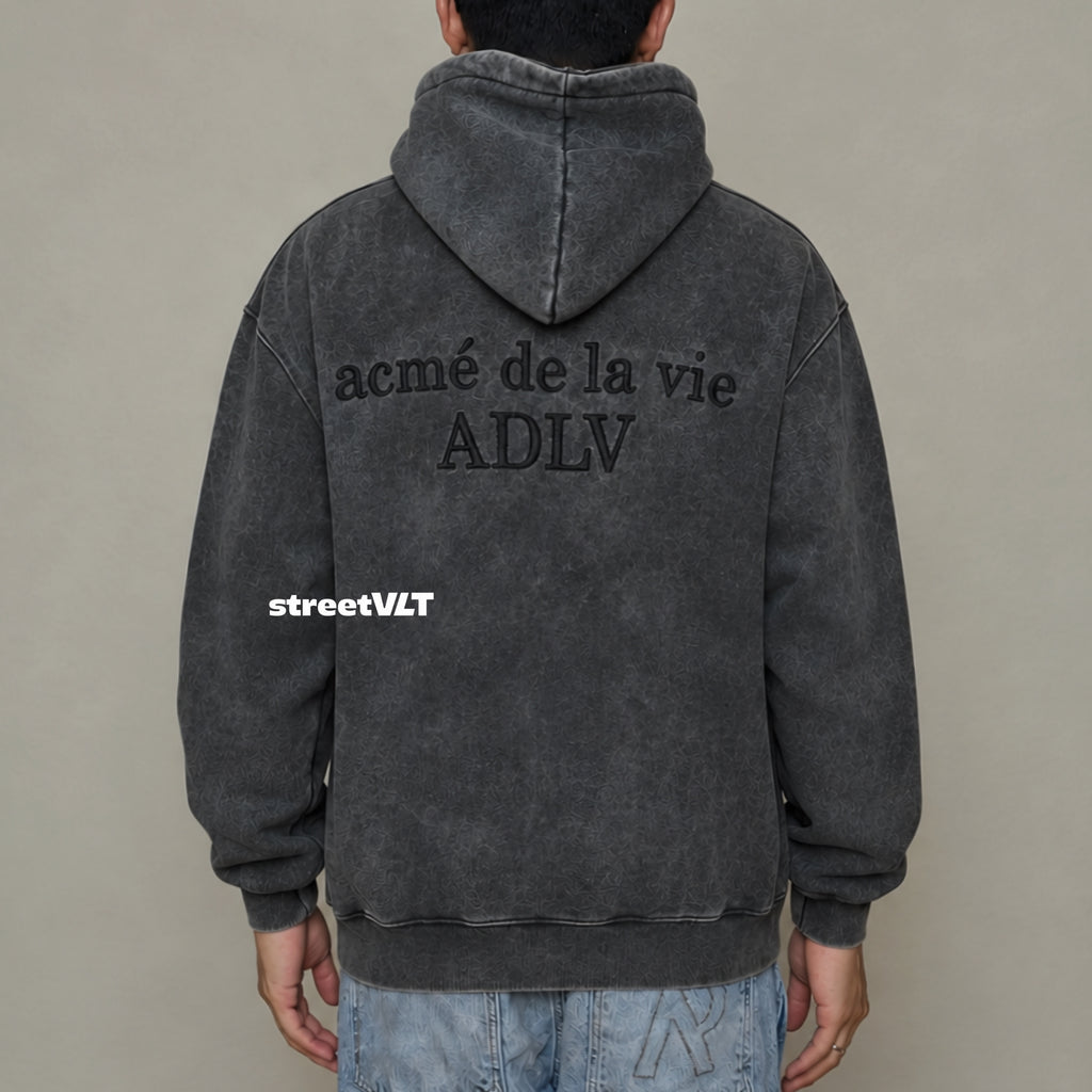 ADLV Border Line Basic Logo Washing Hoodie Acme De La Vie