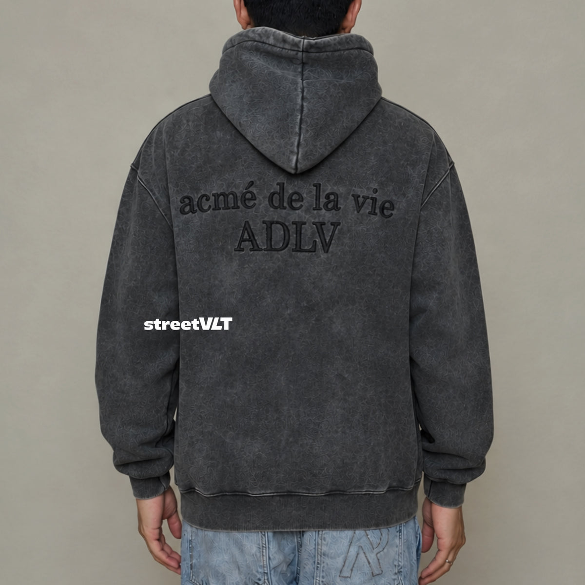 ADLV Border Line Basic Logo Washing Hoodie Acme De La Vie