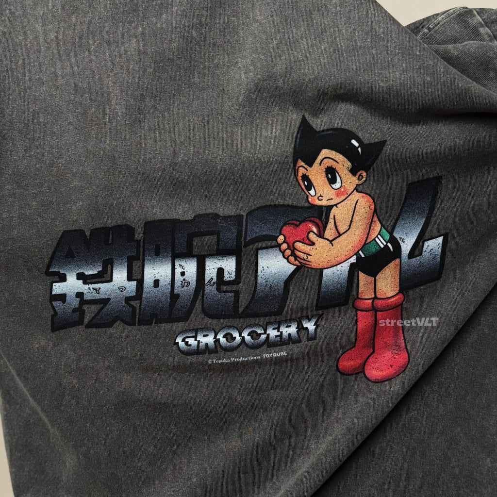 Gro Grocery X Toy Qube Astro Boy Heart Long Top Washed  Tee