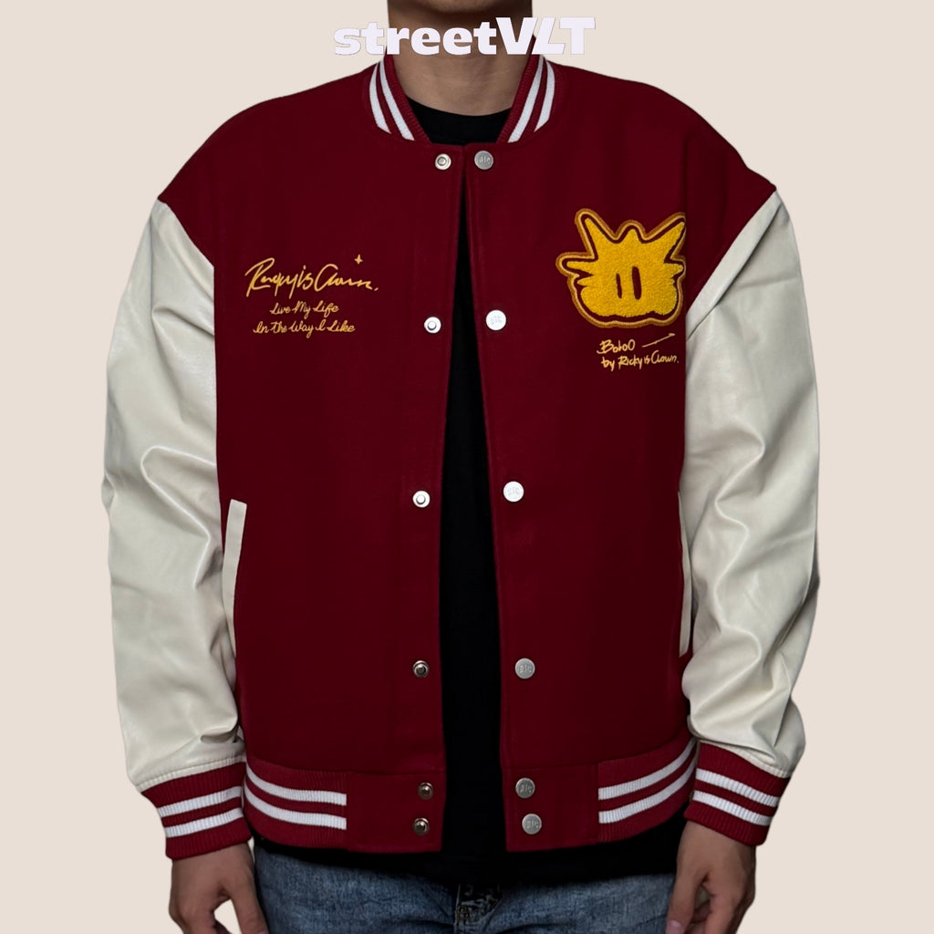 Ricky is Clown Pineapple Head Towel Basebal Red Varisty Jacket