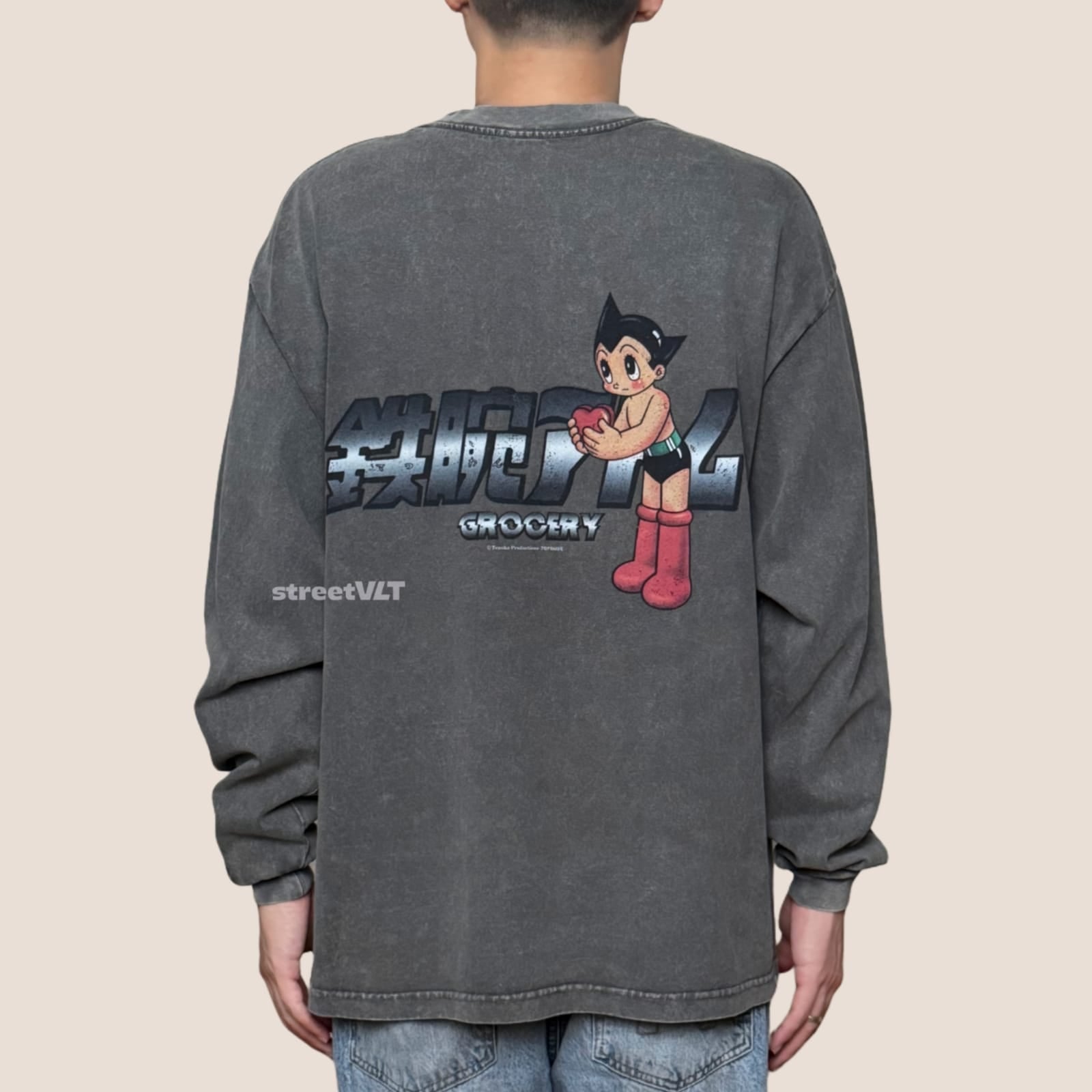 Gro Grocery X Toy Qube Astro Boy Heart Long Top Washed  Tee