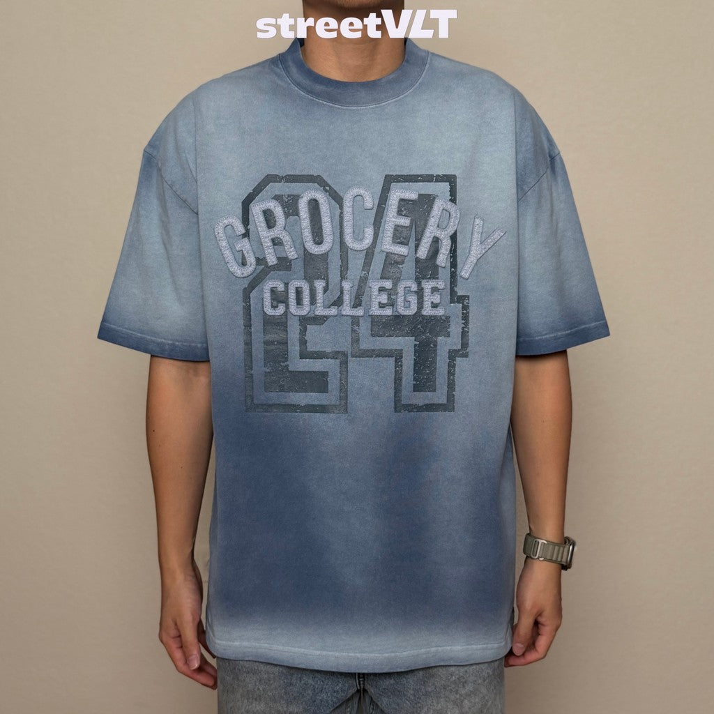 Gro Grocery Washed College Patchwork Sun Faded  Tee