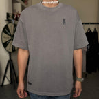 Life Work Korea Washed Small Logo Silicone Radog Grey Tee