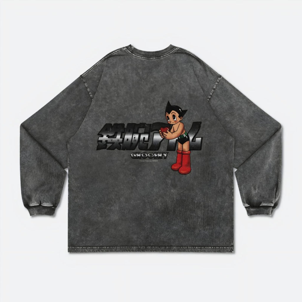 Gro Grocery X Toy Qube Astro Boy Heart Long Top Washed  Tee