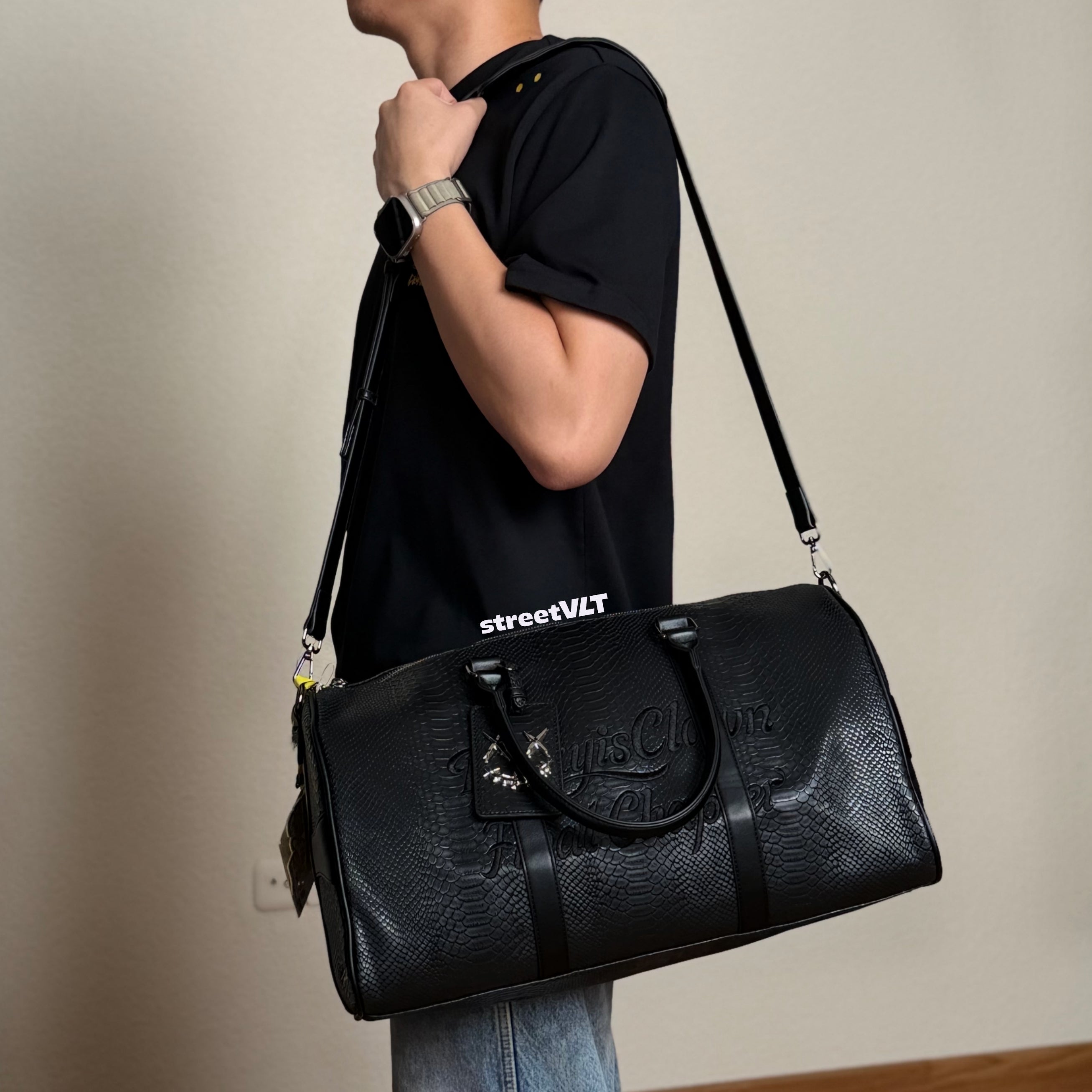 RIC Ricky is Clown Snake Leather Mamba Duffle Hand Bag