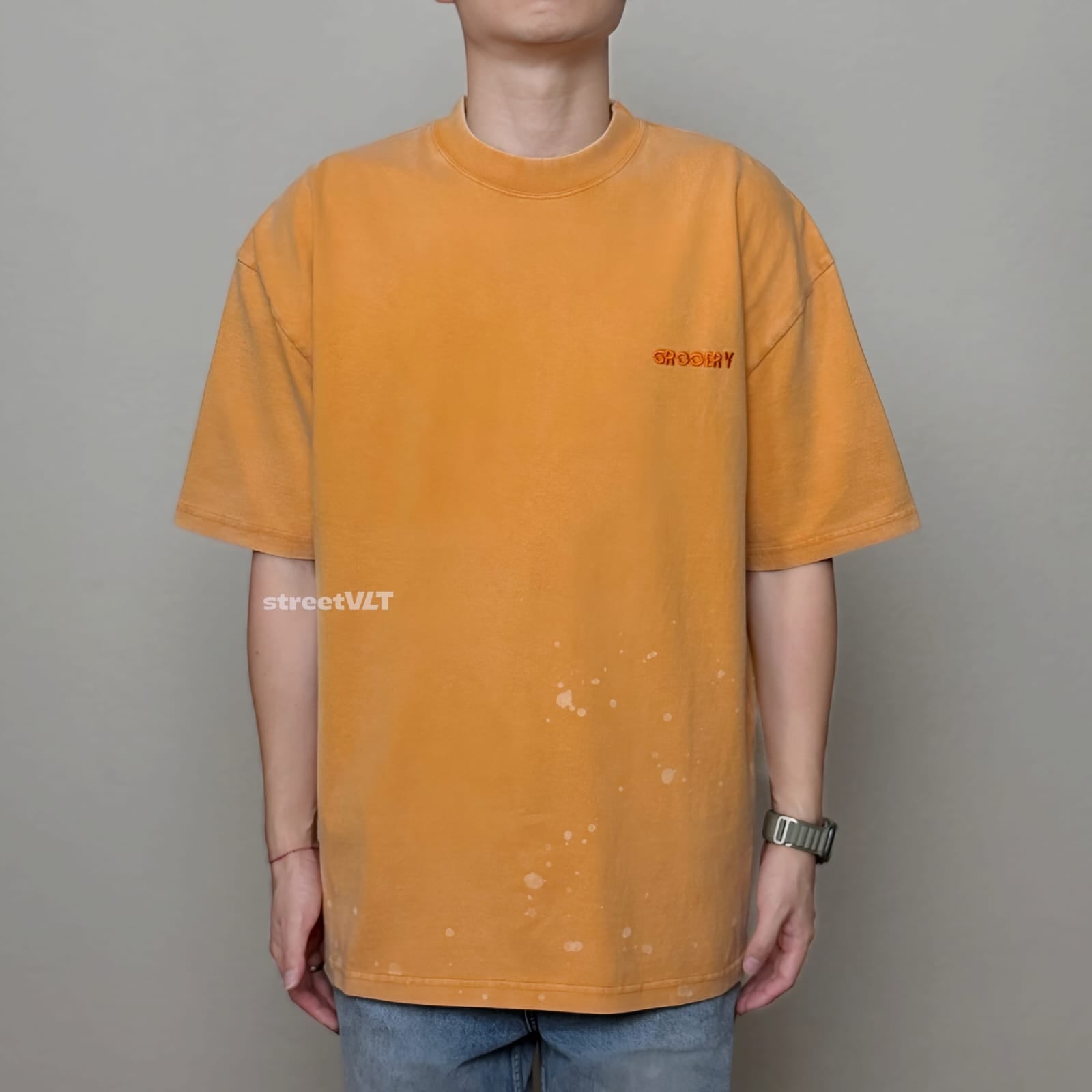 Gro Grocery Sand Washed Painted Slogan Tee