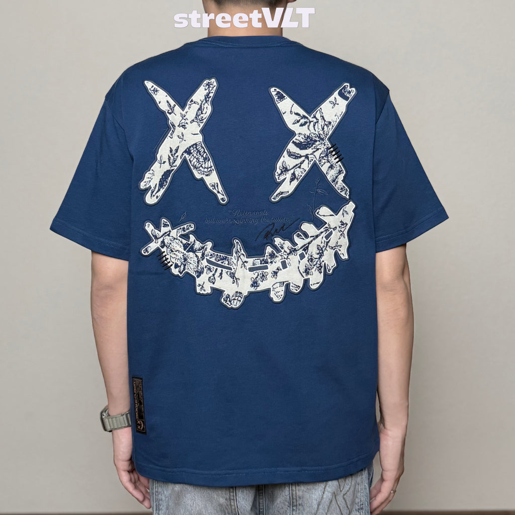 Ricky is Clown Blue and White Porcelain Applique Embroidered Tee 2 Original