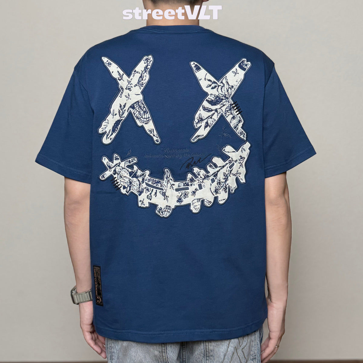 Ricky is Clown Blue and White Porcelain Applique Embroidered Tee 2 Original