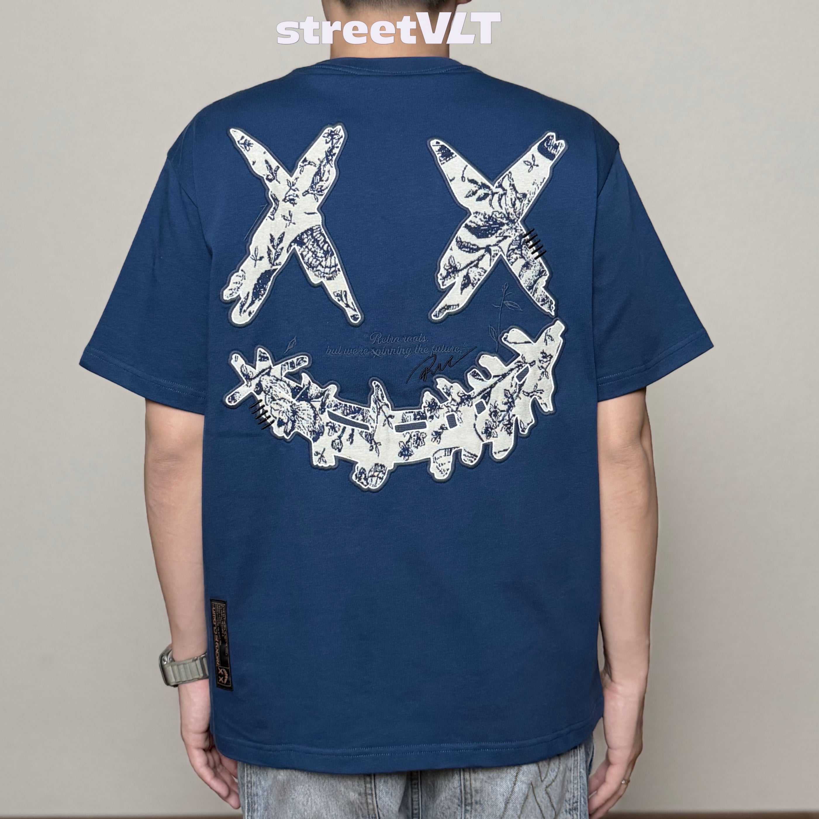 Ricky is Clown Blue and White Porcelain Applique Embroidered Tee 2 Original