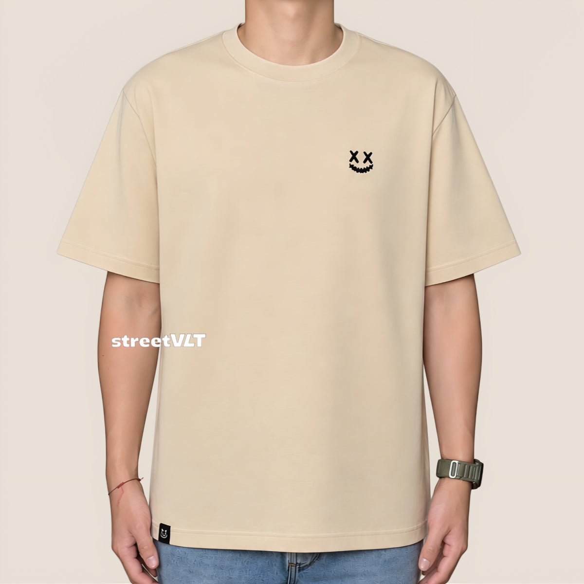 Ricky is Clown Basic Rip Logo Embroidered Khaki Tee