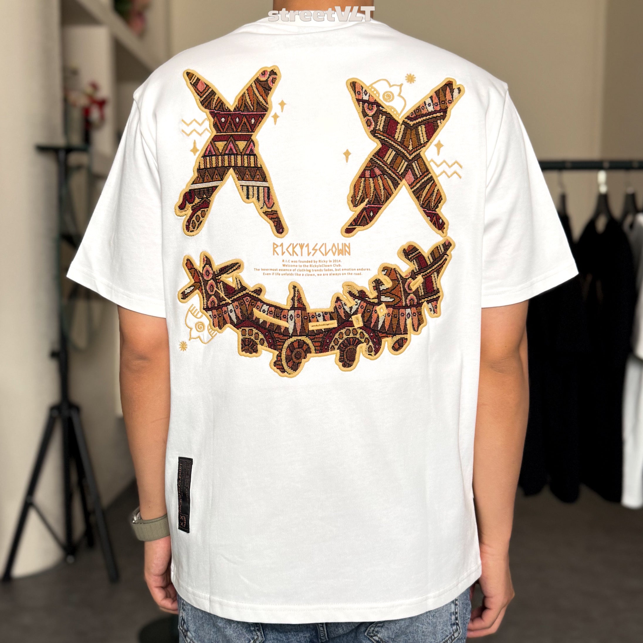 Ricky is Clown Sun Tribe Embroidered Applique Tee