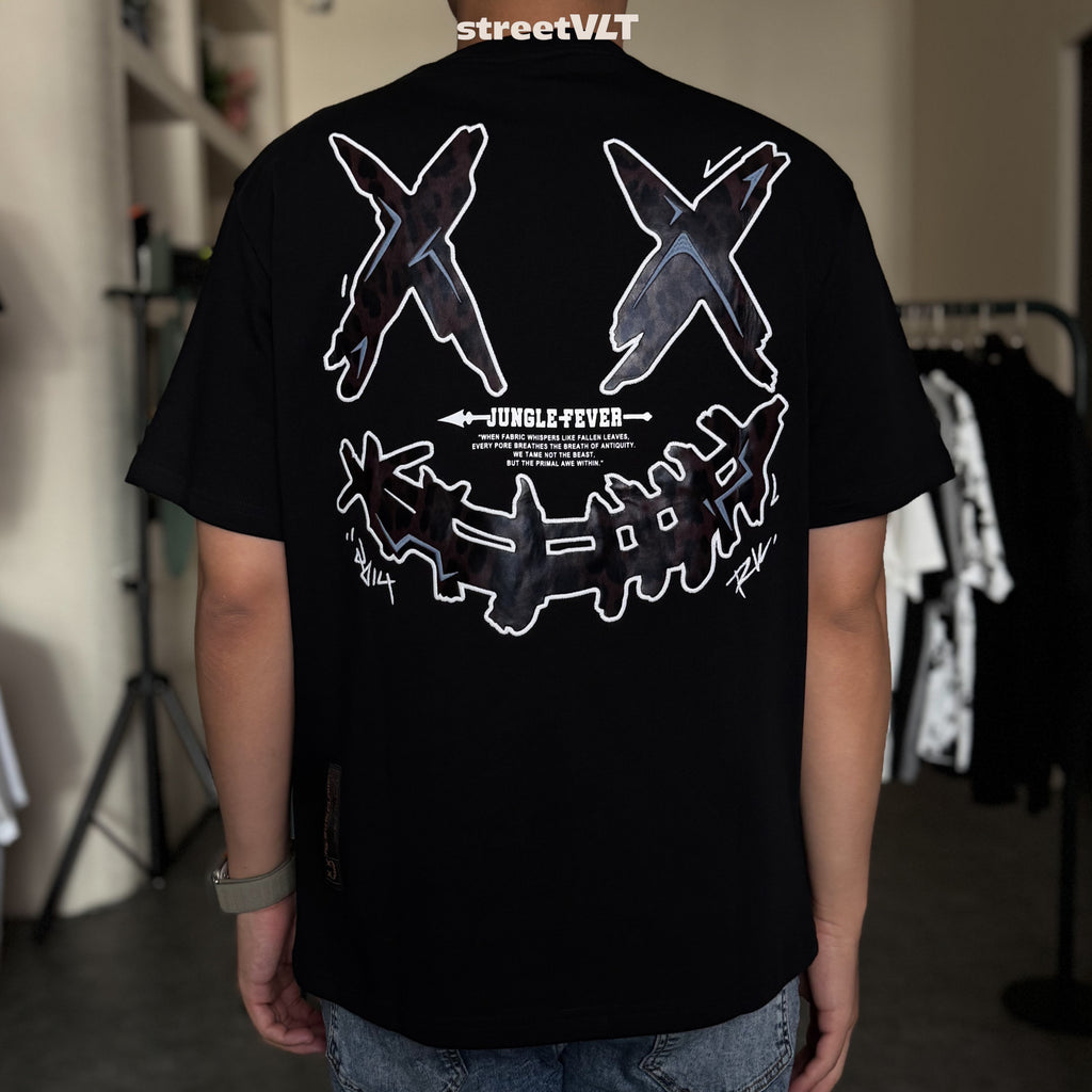 Ricky is Clown Shadow Claw Leopard Embroidered Leather Tee
