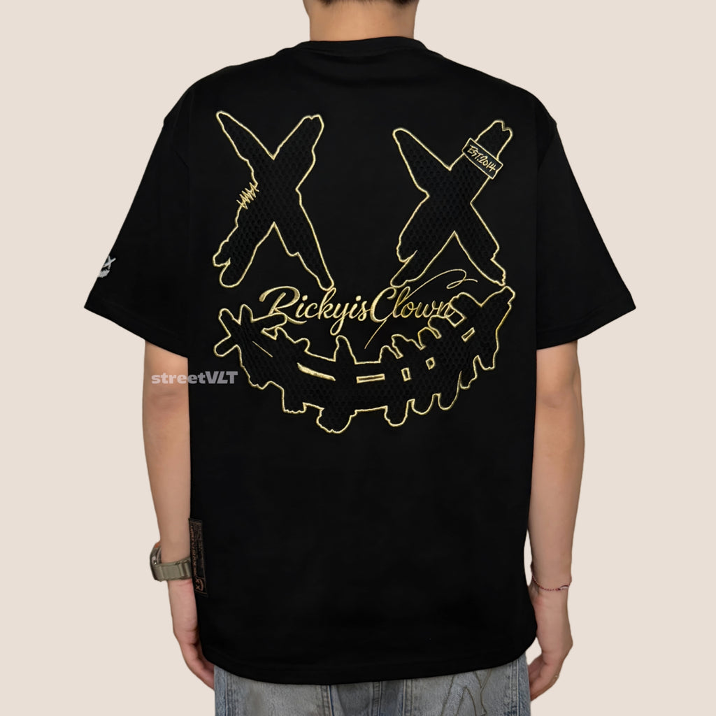 Ricky is Clown Black and Gold Mesh Tee