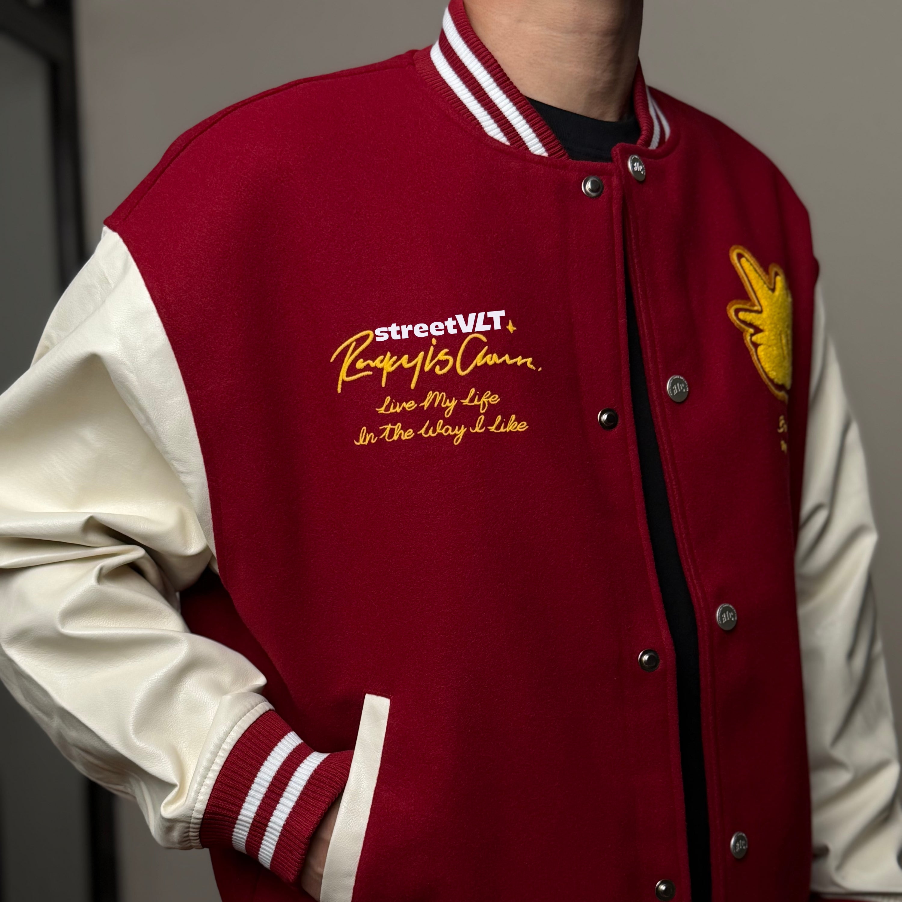 Ricky is Clown Pineapple Head Towel Basebal Red Varisty Jacket