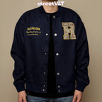 Ricky is Clown Suede Ethnic Patchwork Baseball Uniform Varsity Jacket