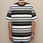 Gro Grocery 001 Invoice Stripe Multi Black Tee