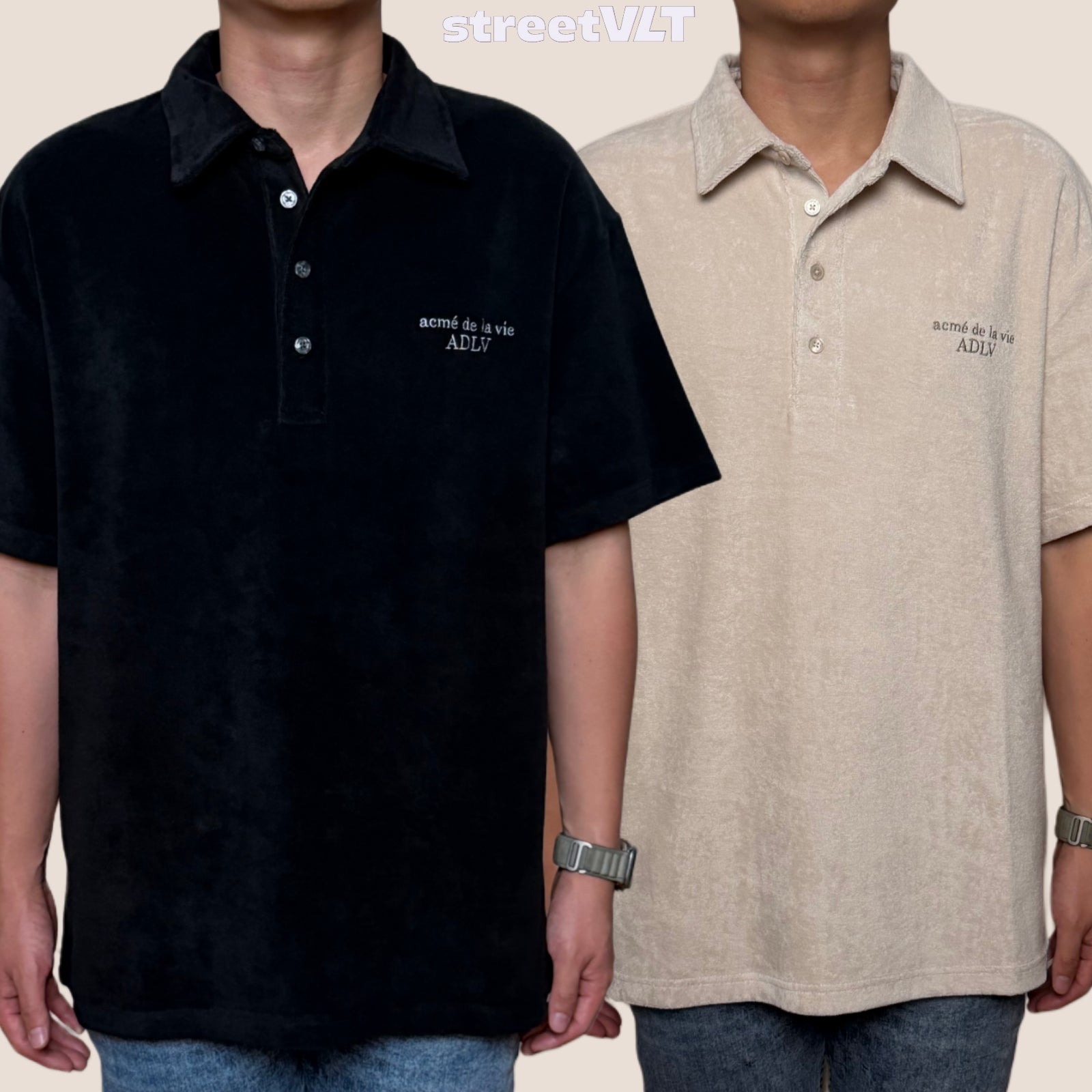ADLV  Terry Logo Embo Short Sleeve Colar T-Shirt