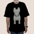 Life Work Korea Silket Big White Radog Black Tee