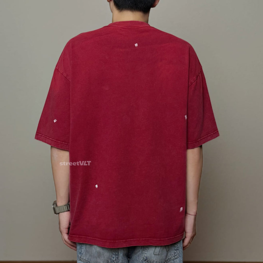 Doubleback Ripped Pocket Oversized Washed Red Tee