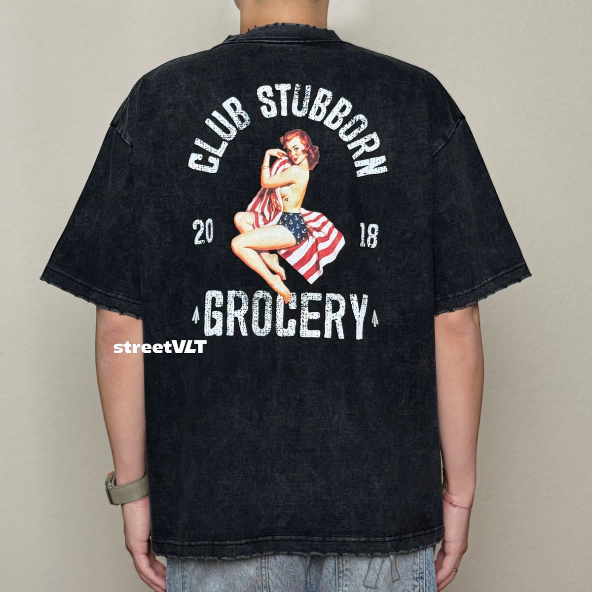 Gro Grocery X Club Stubborn American Girl Graphic Boxy Washed Tee