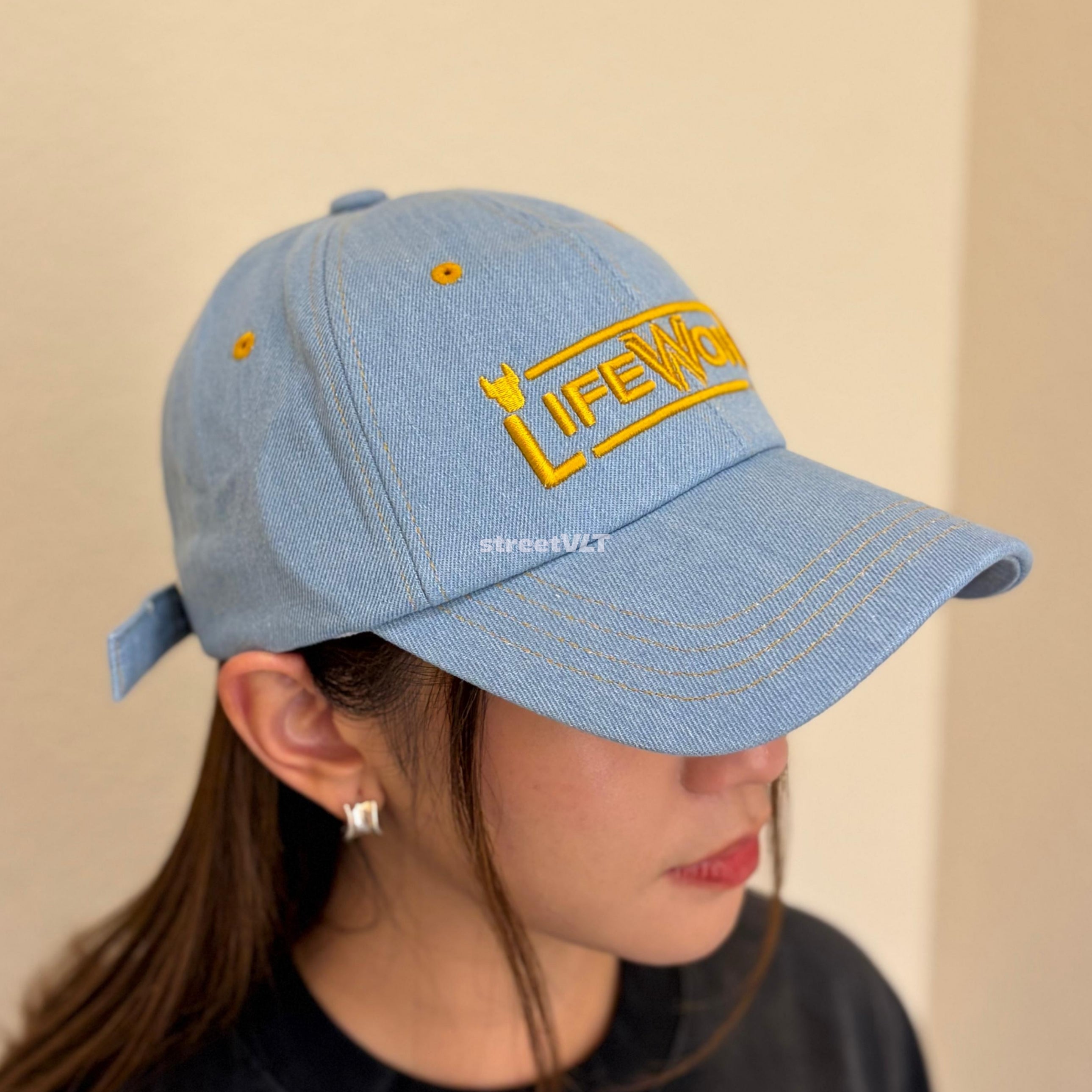 Life Work Korea Stitch Denim Soft Ball Cap