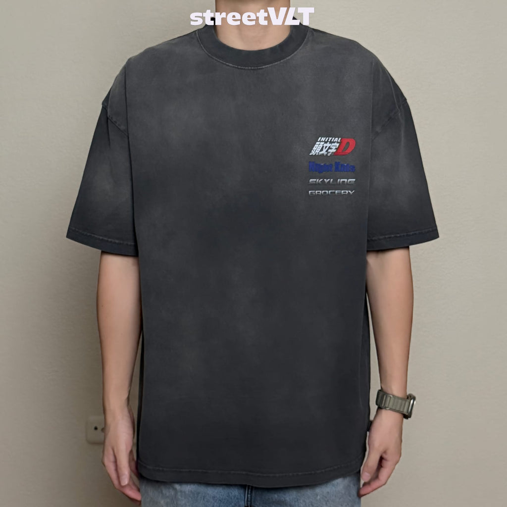 Gro Grocery Tarmac Initial D Skyline GT-R Washed Graphic Tee