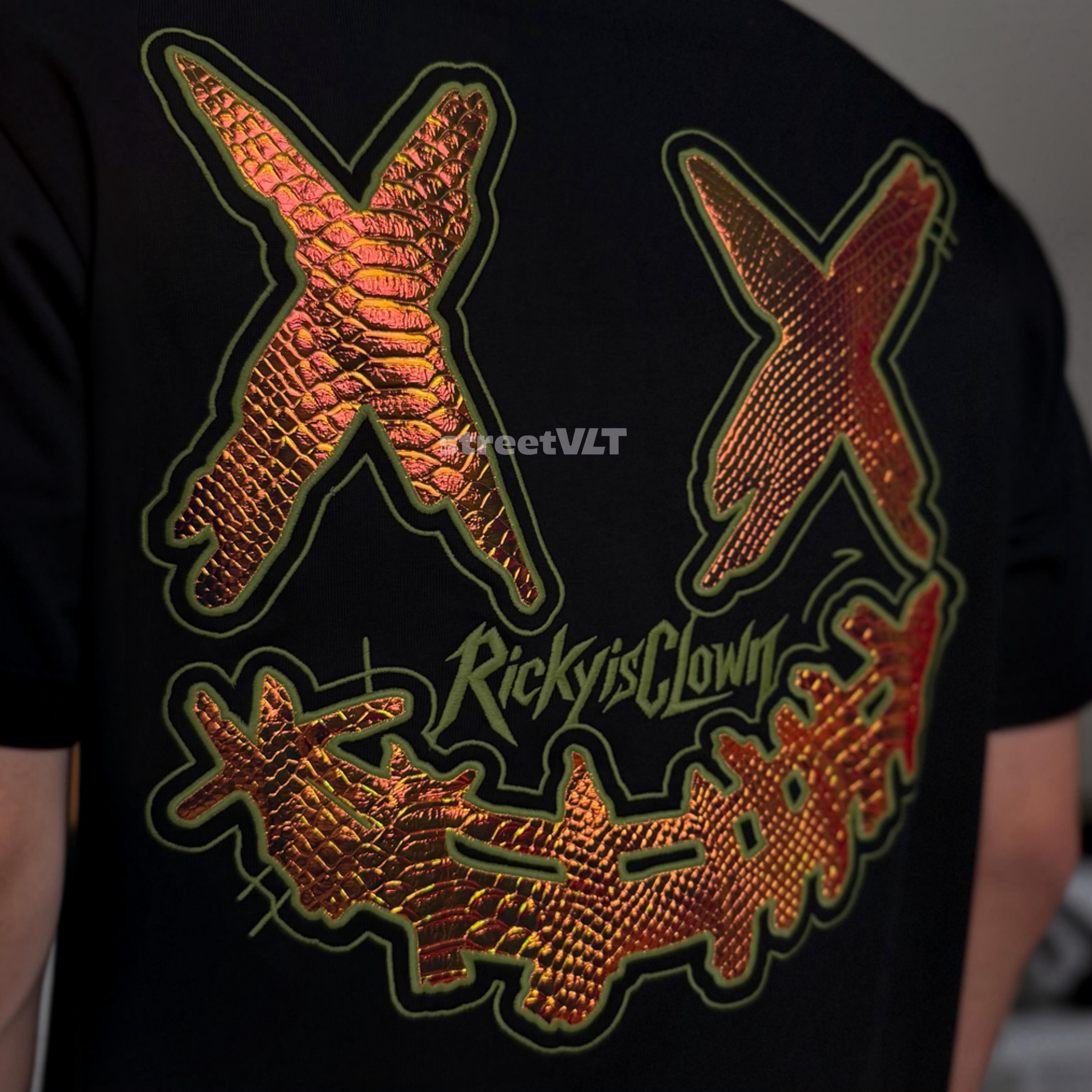 Ricky is Clown Gold Plated Crocodile Embroidered Tee