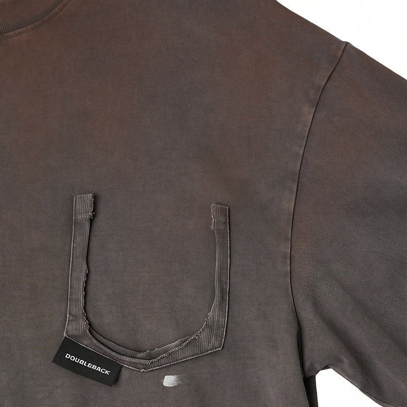 Doubleback Ripped Pocket Oversized Rusty Grey Tee