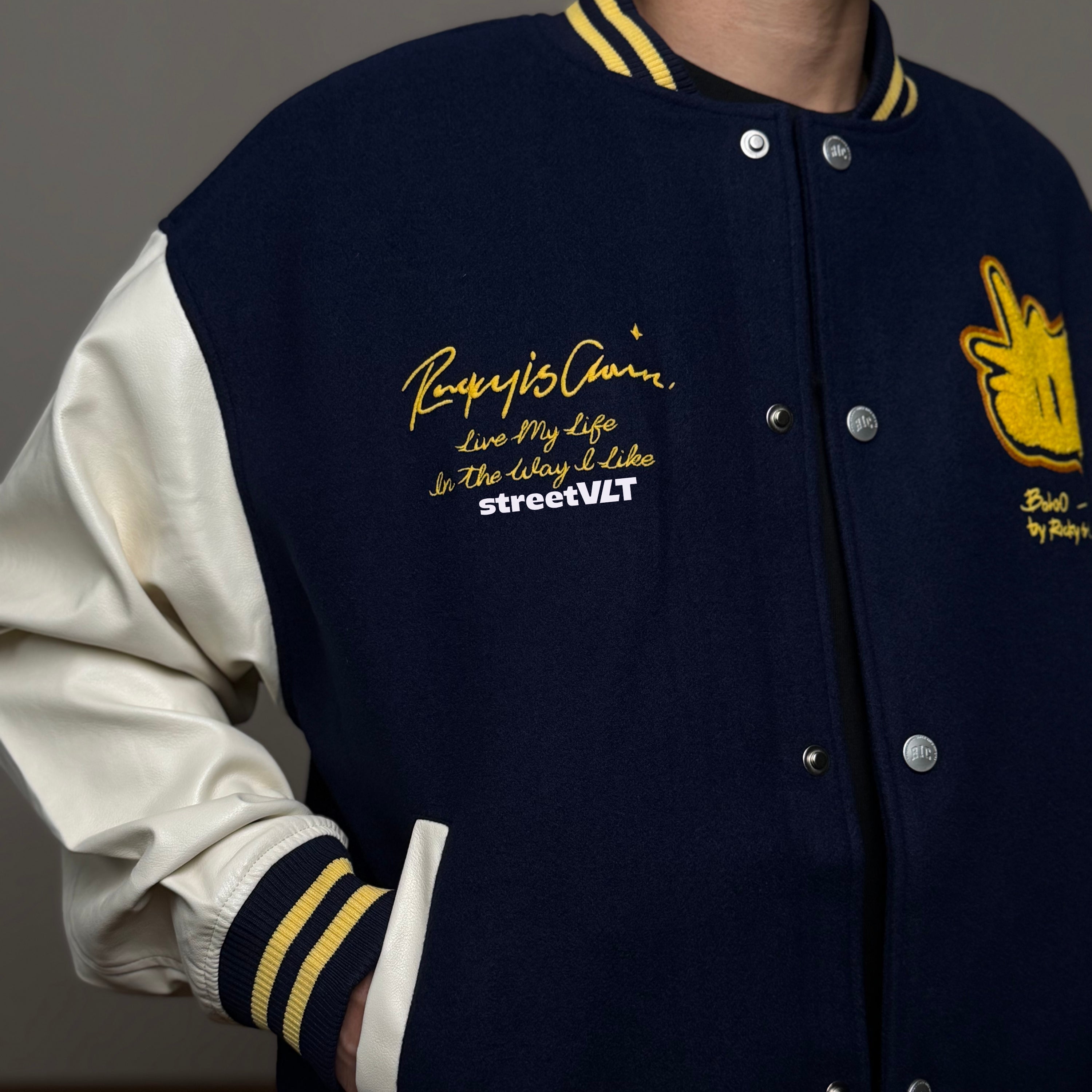 Ricky is Clown Pineapple Head Towel Baseball Varsity Jacket