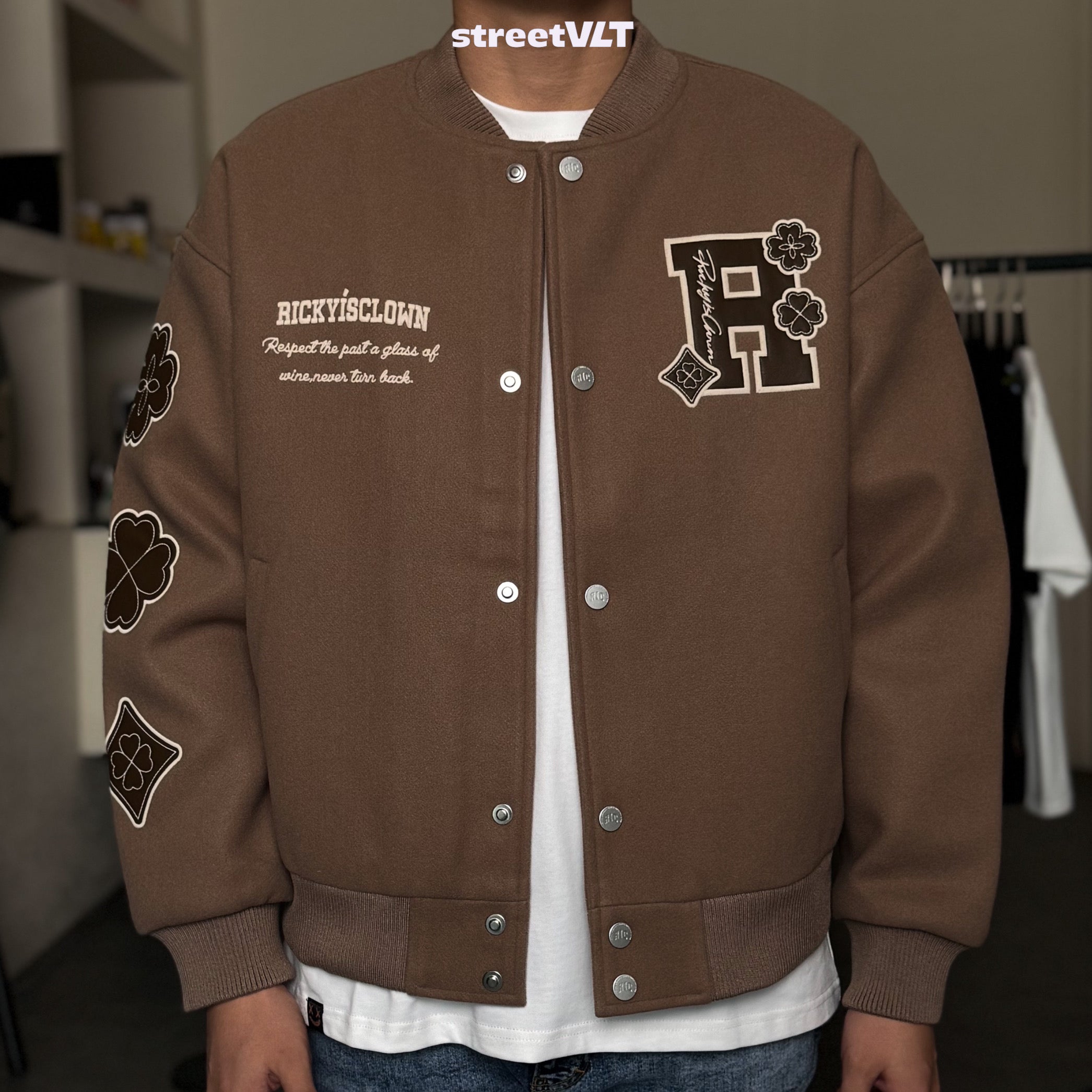 Ricky is Clown Leaf Clover Baseball Jacket