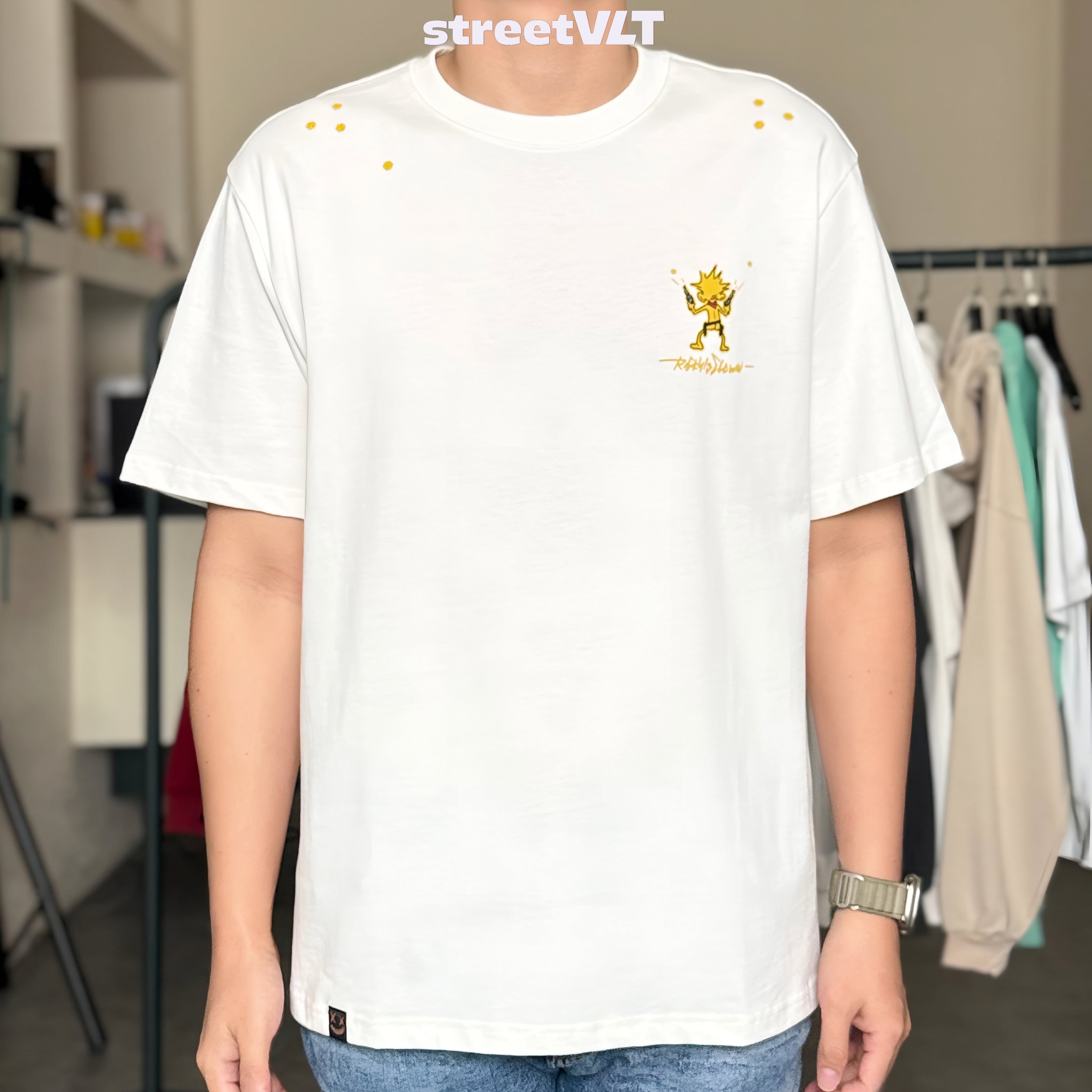 Ricky is Clown Colorful Skin Patch Embroidered Pineapple Head Tee